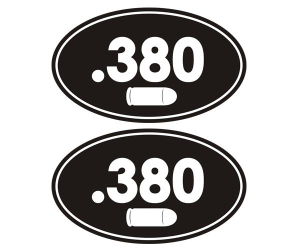 .380 cal ammo can decal set 3"x1.8" oval 380 acp bullet vinyl sticker zu1