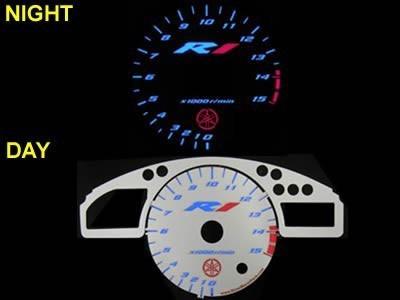 Yamaha yzf r1 2004 2005 2006 silver face glow gauge custom mph kmh 04 05 06