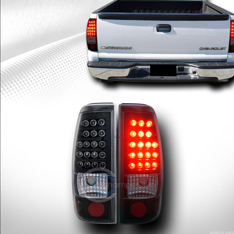 Euro black led tail lights rear brake lamps ks 99-02 silverado/sierra fleetside