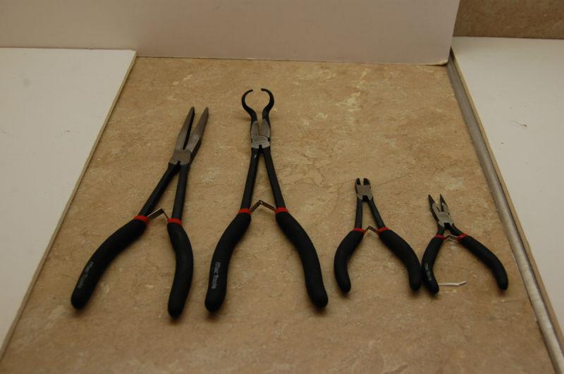 Mac tools 4 piece: hose gripper pliers, long reach, snippers, plier cutters, 