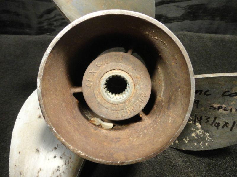 USED OMC 14 3/4 x 19p COBRA SX 19 SALINE STAINLESS STEEL PROPELLER BOAT PROP, US $99.50, image 2