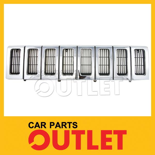 93 94 95 jeep grand cherokee front grille chrome frame painted black inner fins