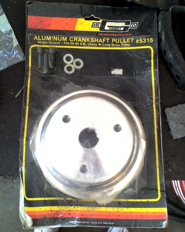  mr gasket 5316 aluminum crank pulley sbc single v groove camaro chevelle nova
