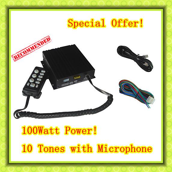 Free shipping 100w car siren with microphone (without speaker)