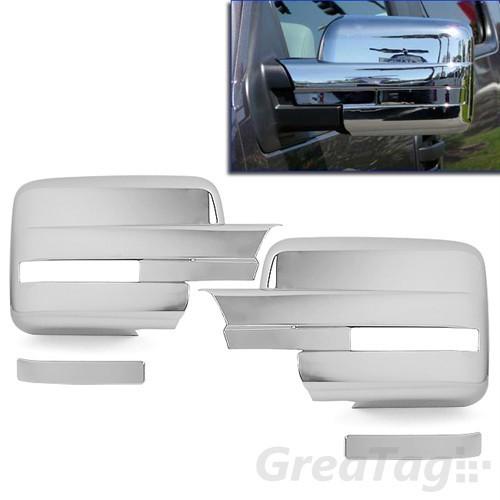 09-12 ford f150 triple chrome side mirror cover trim w/ signal cutout 10 11