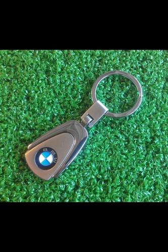 Bmw heavy metal & chrome finish teardrop engraved logo keychain