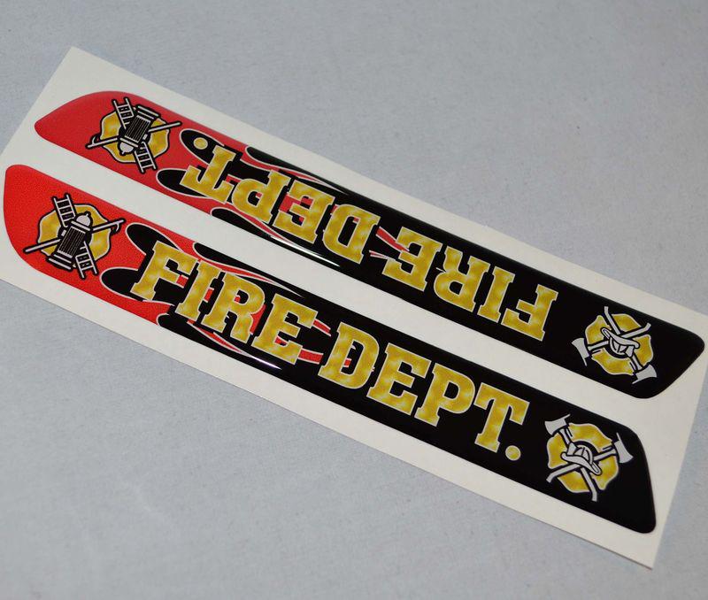 Pair custom "fire department" saddlebag latch reflector insert decals for harley