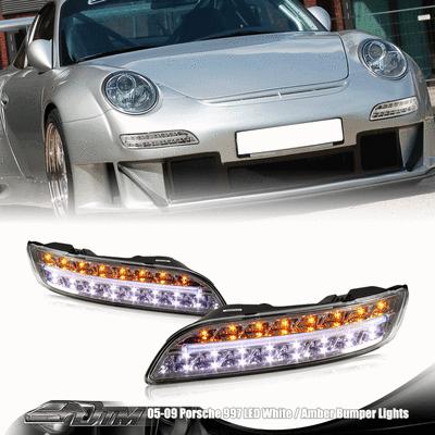 2004-2009 porsche 911/997 chrome housing 2 in 1 led signal parking bumper lights