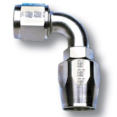 Russell 610161 endura full flow hose end -6 an 90 degree silver