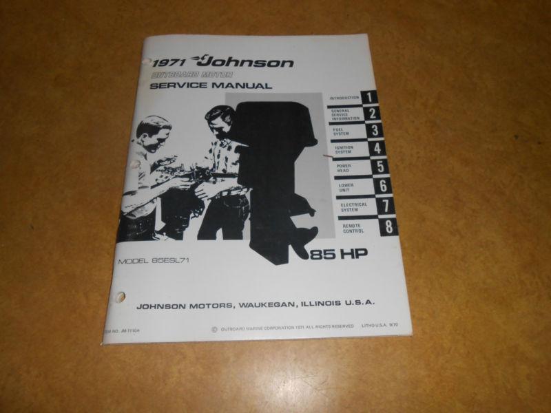 1971 85 hp johnson outboard factory repair & service manual evinrude 85hp 