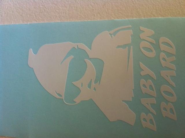 Baby on board 5x4 inch car decal (a) carlos hangover ford chevy dodge