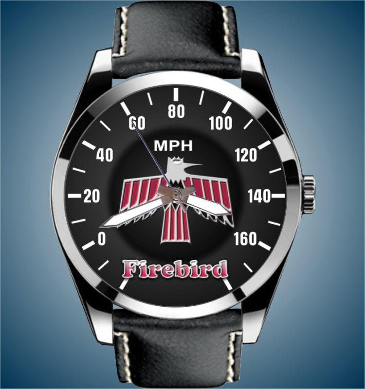  firebird 1968 1969 emblem mph speedometer chrome leather band watch 