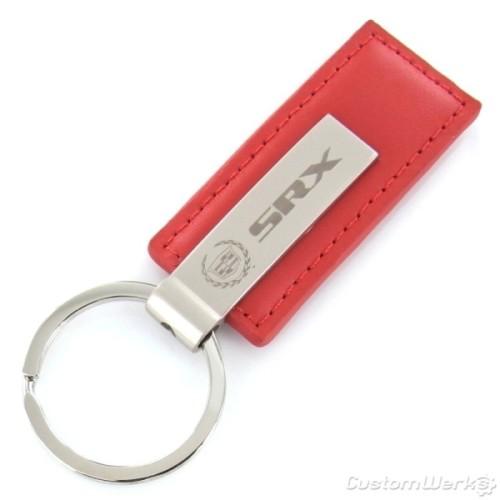 Cadillac srx red leather rectangular key chain