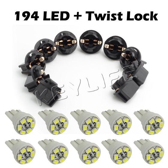 10 pack white pc168 instrument led light bulbs twist lock for gm 1967-2000
