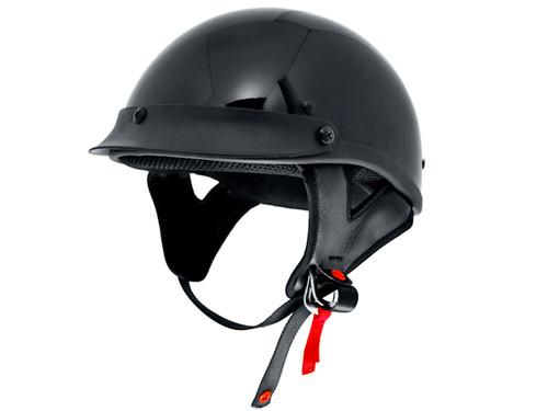 Snowmobile atv utv motocross - matte black dot half helmet shorty open face - m