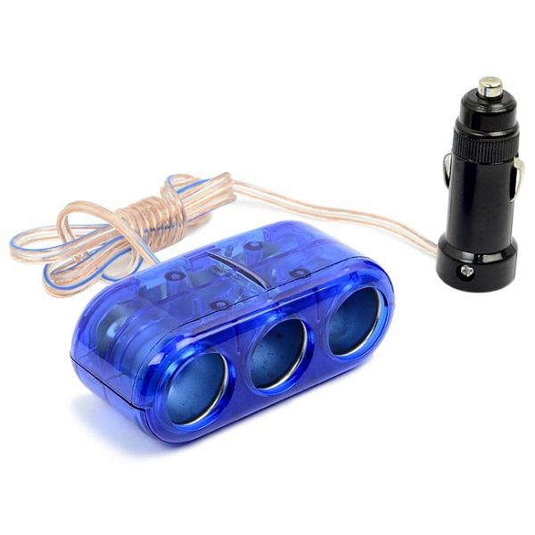 3 SLOT CAR CIGARETTE LIGHTER SOCKET SPLITTER CHARGER BLUE DC 12V RV SUV TRUCKS , US $6.95, image 2