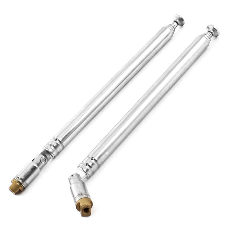 2 pcs steel 6 sections rotating tv telescopic antenna aerial 31cm for car