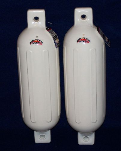 White boat fenders 5.5&#039;&#039; x 20&#039;&#039; set of 2 bumpers vinyl docking ribbed new