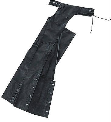 Men's basic leather motorcycle chaps - new
