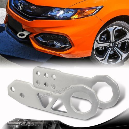 2" jdm anodized cnc billet aluminum front+rear 2pcs silver racing tow hook set b