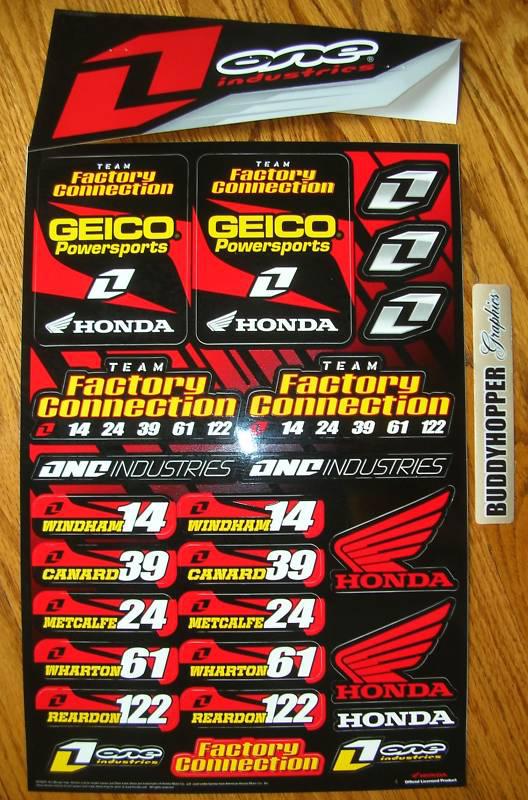 Factory connection geico honda decal sheet cr crf xr one industries