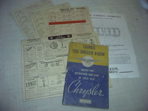 1936 1937 chrysler owner manual, lubrication charts, tune up chart original