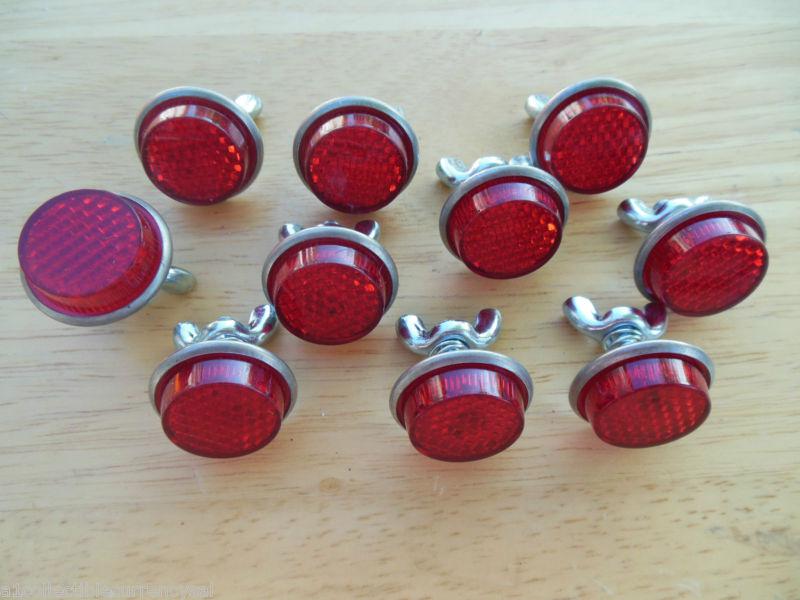 10 license plate bolts mini reflectors motorcycle auto truck bike wingnut red