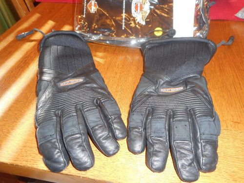 Harley-davidson® men's heated gauntlet black leather motorcycle gloves xl mint