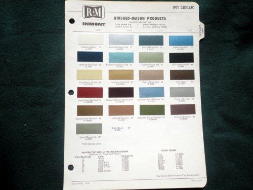 1971 cadillac rinshed mason vintage paint automotive color chips chart original
