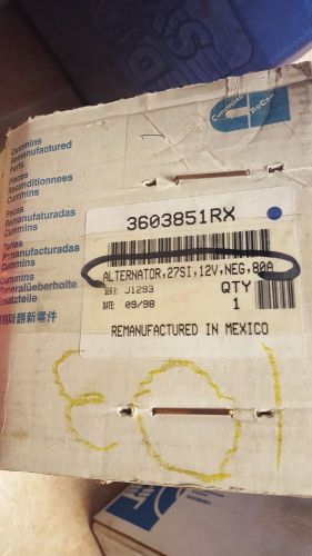3603851rx cummins alternator  27si 12v/80a genuine cummins reman.