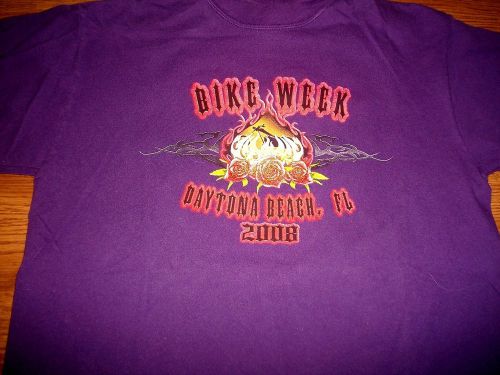 Bike week daytona beach 2008 roses flames bikes pink/purple t-shirt wm med new