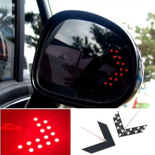 1pair auto suv side rearview mirror arrow 14smd red led turn signal lights lamp