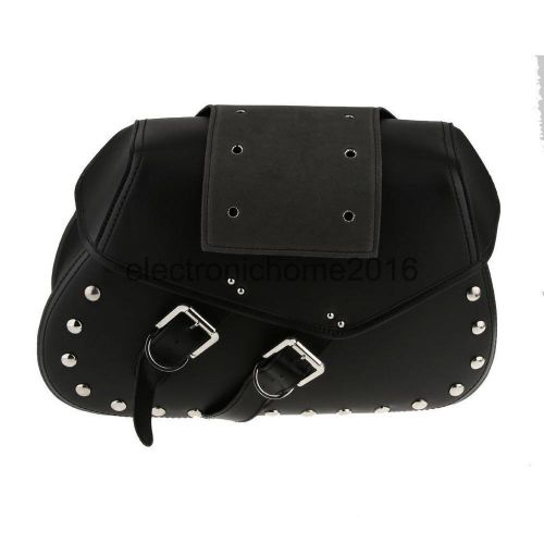 Black slanted motorcycle saddlebags throw left studded saddle bag cycling