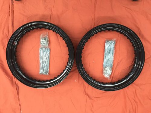 Harley panhead hydraglide black rims wheels 40 spokes zinc police 3" x 16"