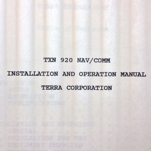 Terra txn 920 nav com install &amp; operation manual