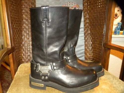 Mens harley-davidson black leather motorcycle riding boots size 10.5  10 1/2 euc