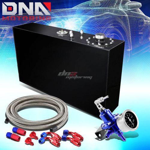 17 gallon top-feed slim coated fuel oil tank+line kit+pressure regulator black