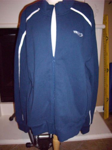 Triumph motorcycle navy zip front speed record sweatshirt jacket xl – new with t