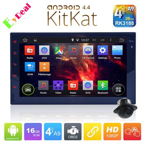Quad-core android 4.4 double din 7" car stereo gps nav radio 3g wifi+ camera