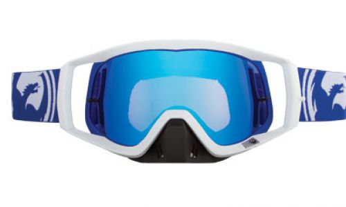 Dragon vendetta blue/white split blue steel lens goggles blue/white split