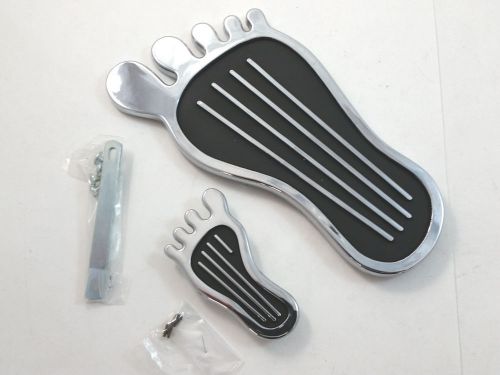 Classic chrome barefoot gas pedal &amp; dimmer cover hot rod rat rod kustom v-8 vw