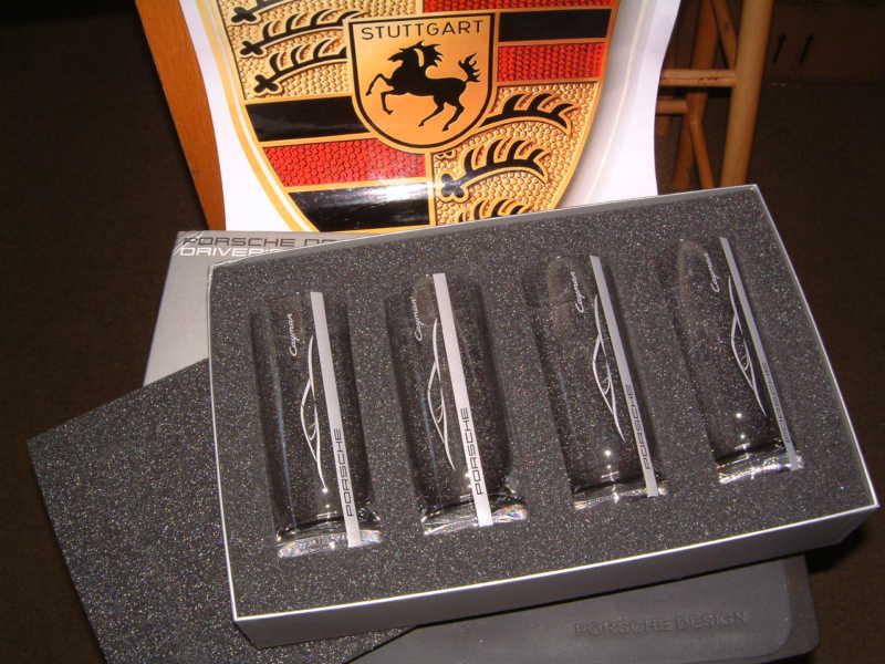 Porsche design cayman set of tall drinking glasses nib