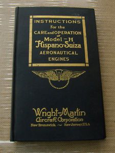 1918 hispano-suiza wright martin wwi v8 aircraft engine manual for model h