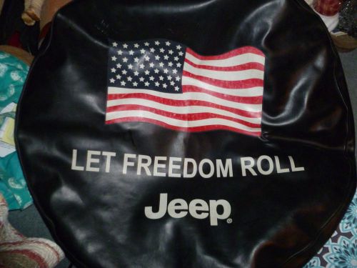 Jeep  let freedom roll flag  soft spare tire cover