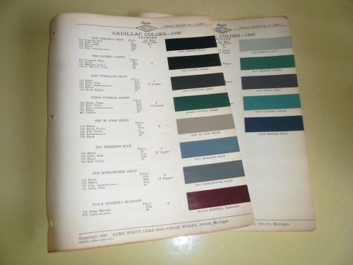 1948 cadillac acme proxlin color chip paint sample