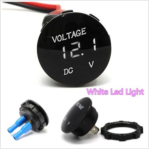 Waterproof white led round dc12v car boat truck digital display voltmeter meter