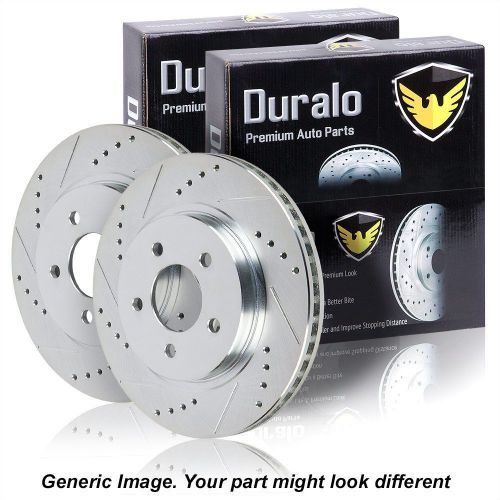Pair new duralo premium performance slotted and drilled rear brake disc rotors