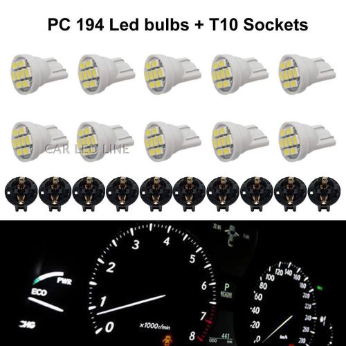 10x white gauge cluster instrument speedometer t10 wedge 12v led dash light bulb