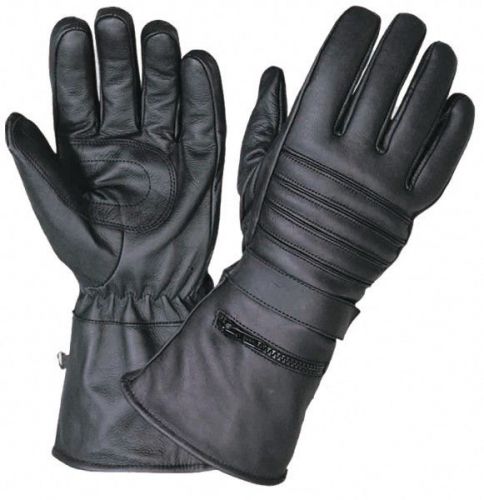 Leather gauntlet motorcycle gloves with rain cover size small price blowout