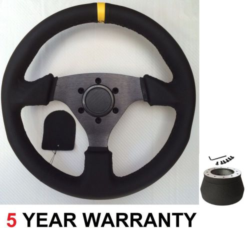 Genuine leather race drift racing rally steering wheel &amp; boss kit for bmw e30